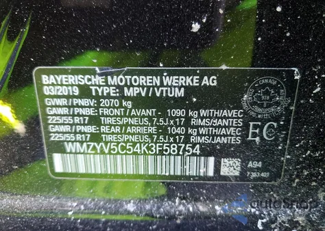 2019 Mini Cooper Countryman All4 z USA, uszkodzony, nr VIN WMZYV5C54K3F58754